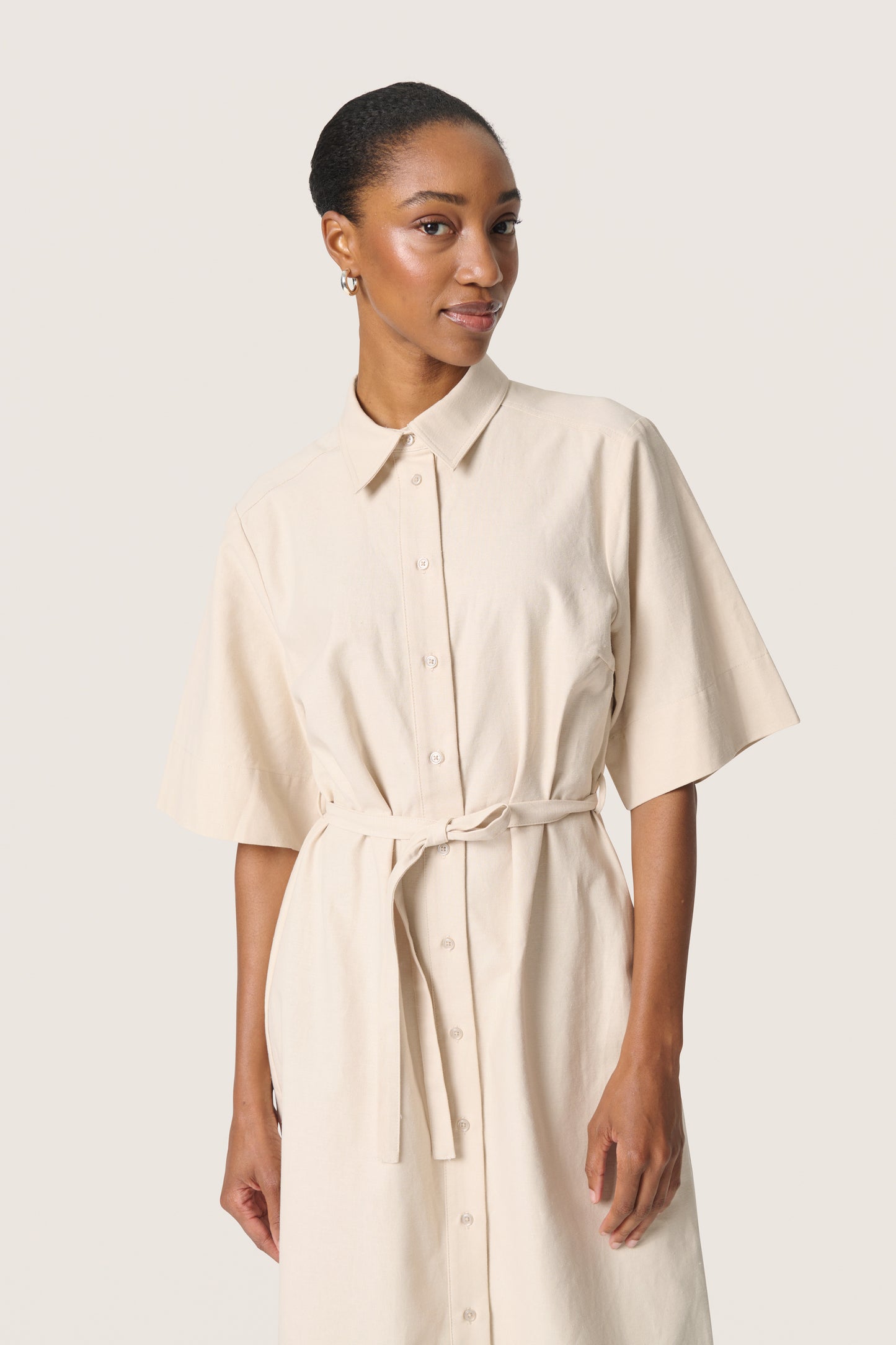 Soaked in Luxury Linnena Shirt Dress - Ancient Scroll