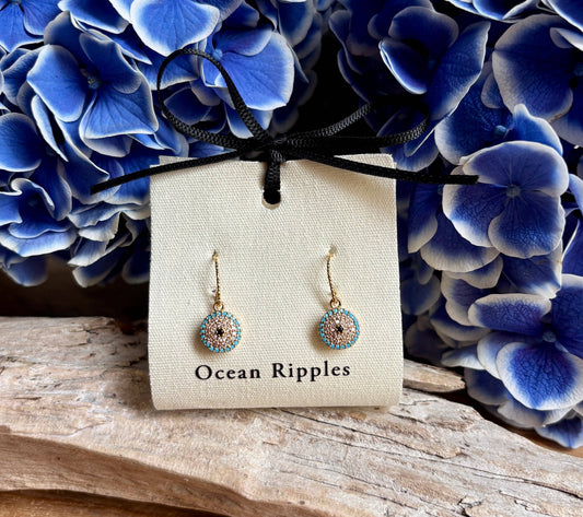 Ocean Ripples 14ct Gold Plated Celestial Eye Drop Earrings