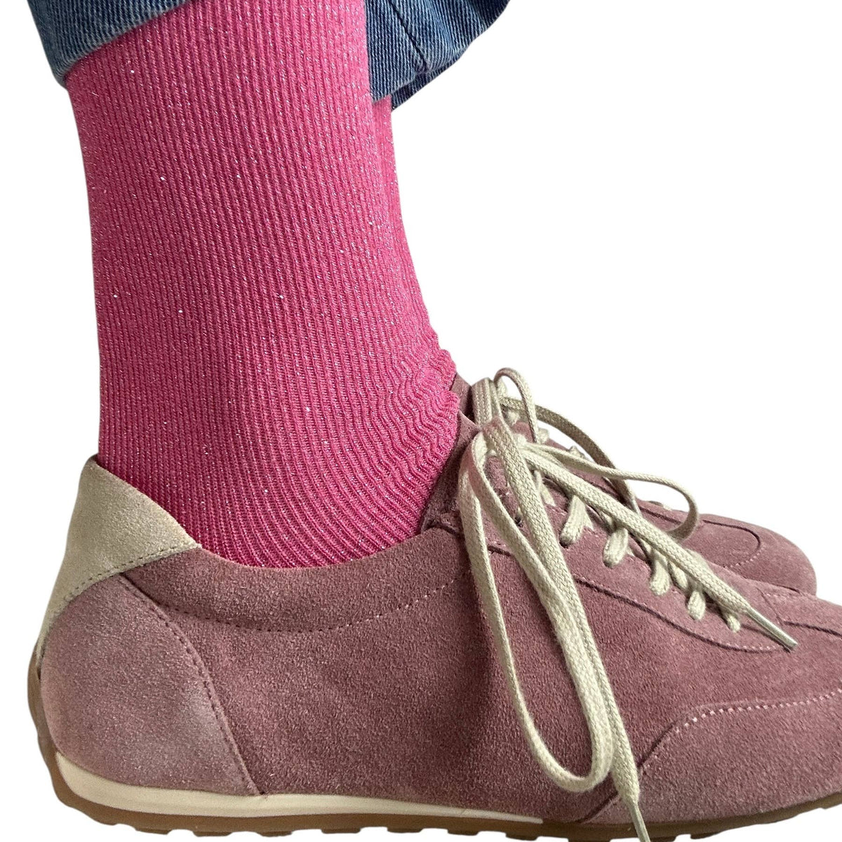 Vegas sparkle single socks: Dark Pink