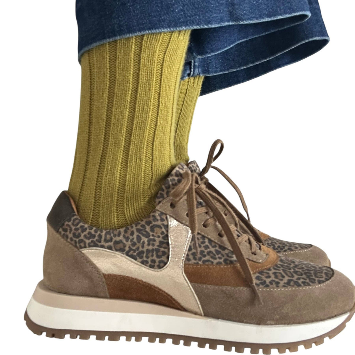 Sofia cashmere-blend pair of socks: Olive