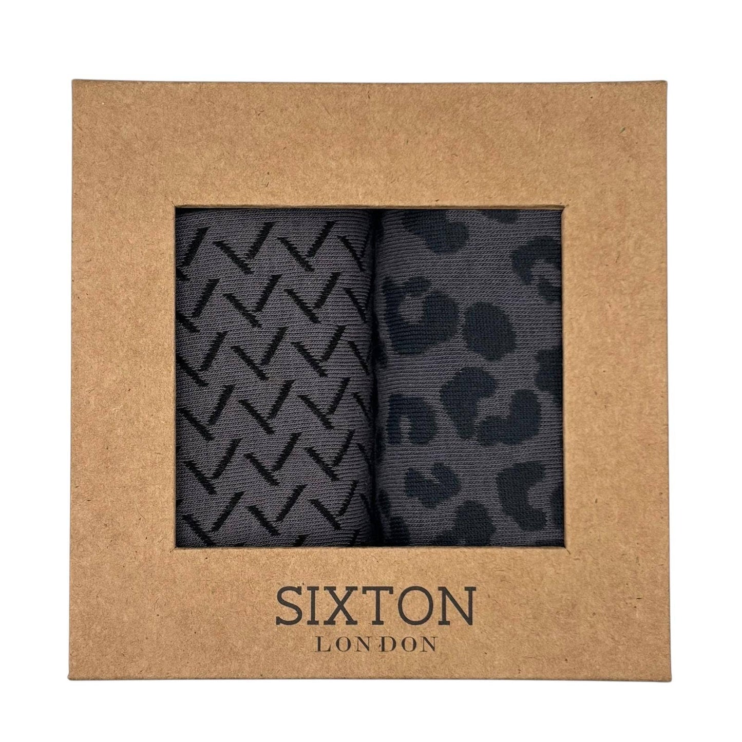 Charcoal Kyoto & Leopard sock box duo - Default Title