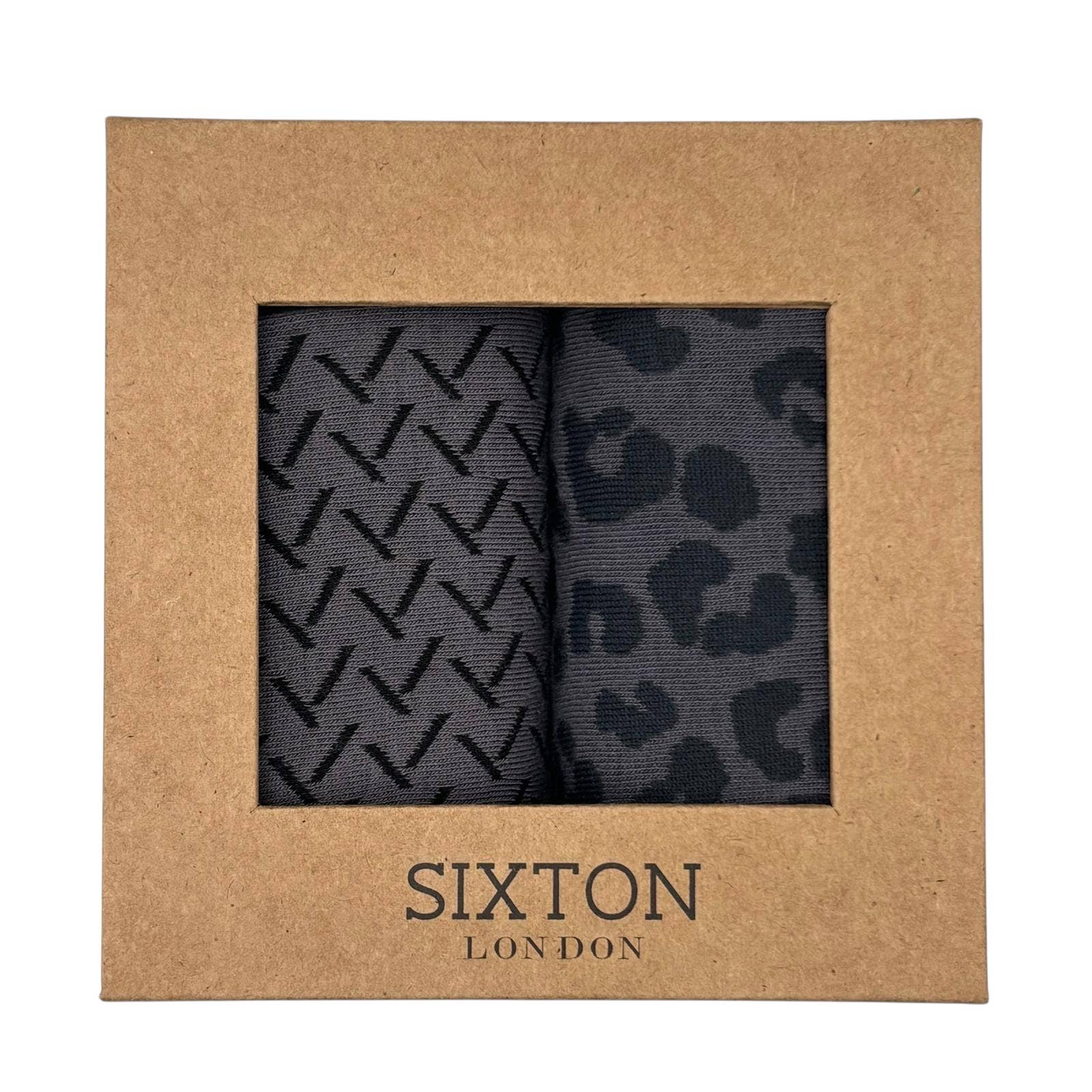 Charcoal Kyoto & Leopard sock box duo - Default Title
