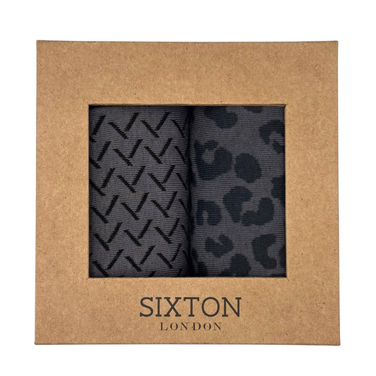 Charcoal Kyoto & Leopard sock box duo - Default Title