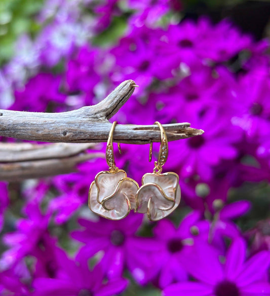 Ocean Ripples 14ct Gold Plated Moonlit Petal Earrings