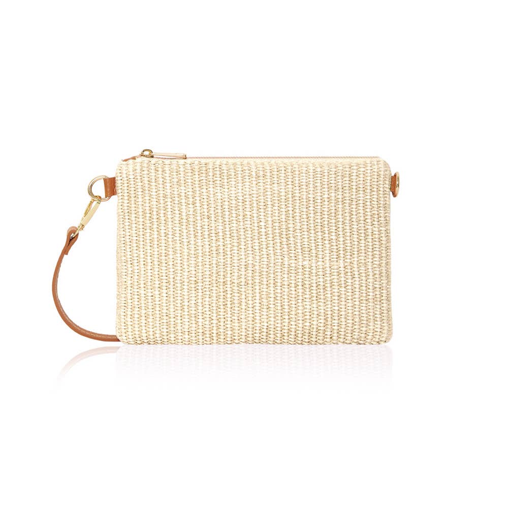 Italian Raffia & Leather Rectangular Bag