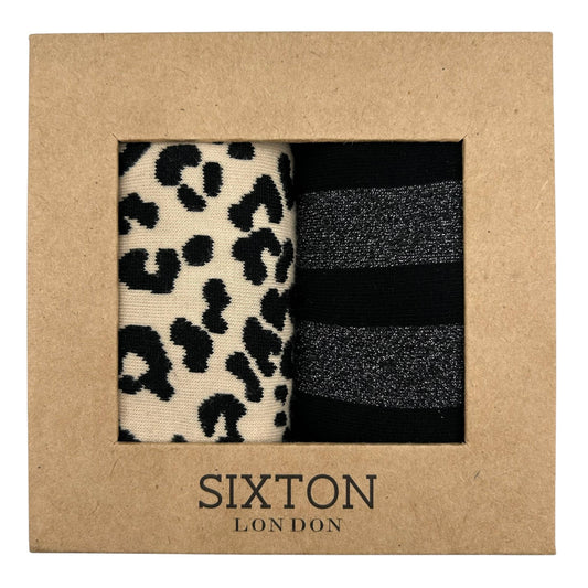 Cream Leopard & Berlin sock box duo - Default Title