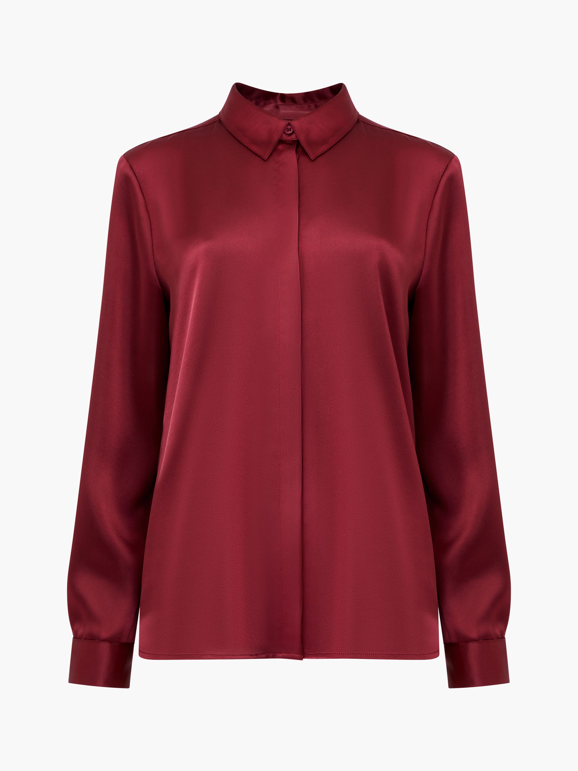 French Connection Irina Satin Shirt - Bordeaux Red
