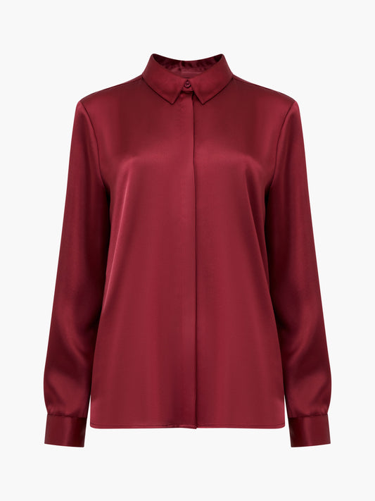 French Connection Irina Satin Shirt - Bordeaux Red