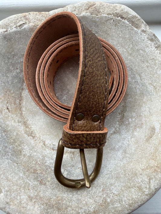 Antique Gold colour leather belt with gold buckle