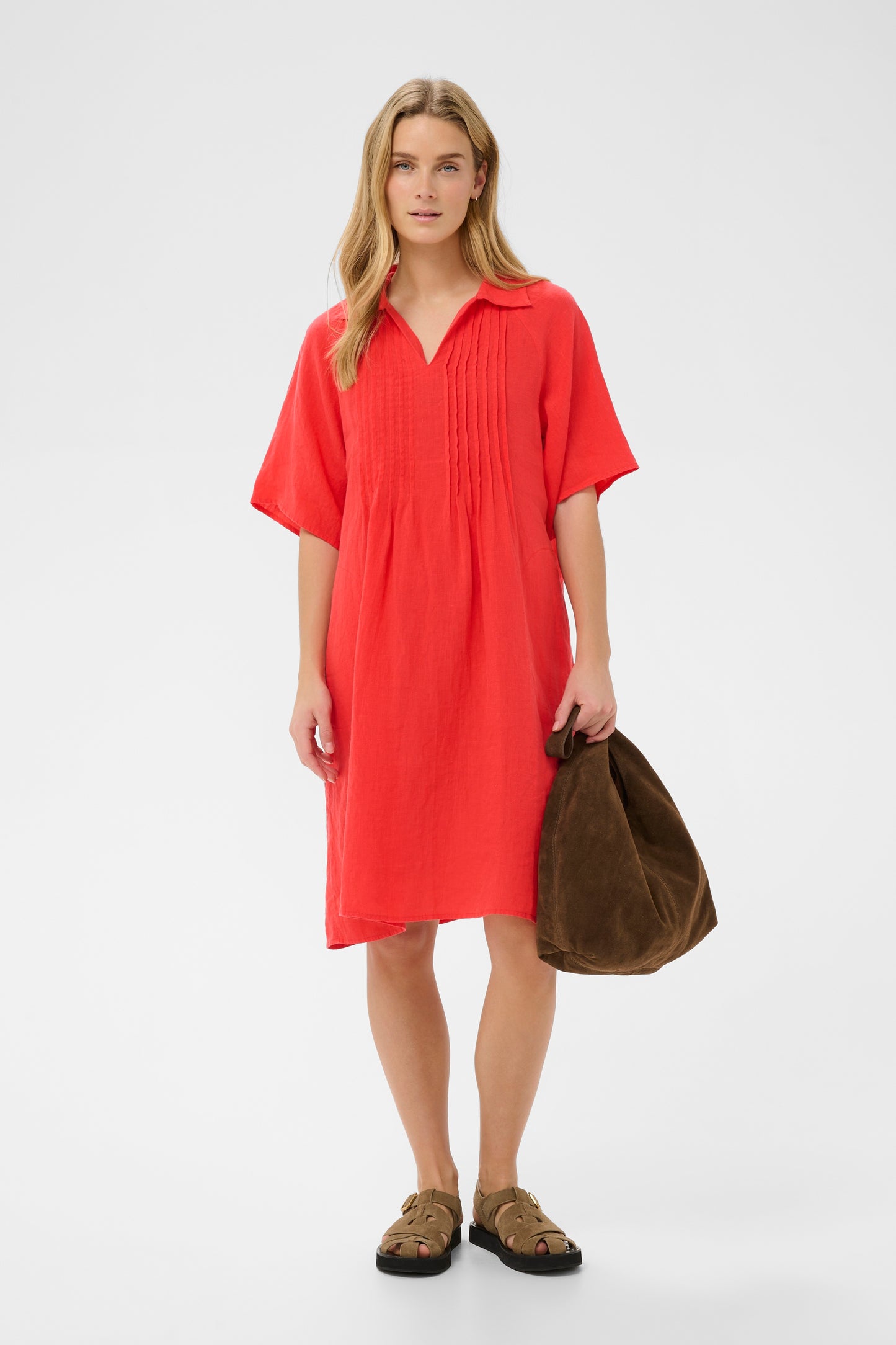Part Two Ayla Linen Dress in Poppy Red