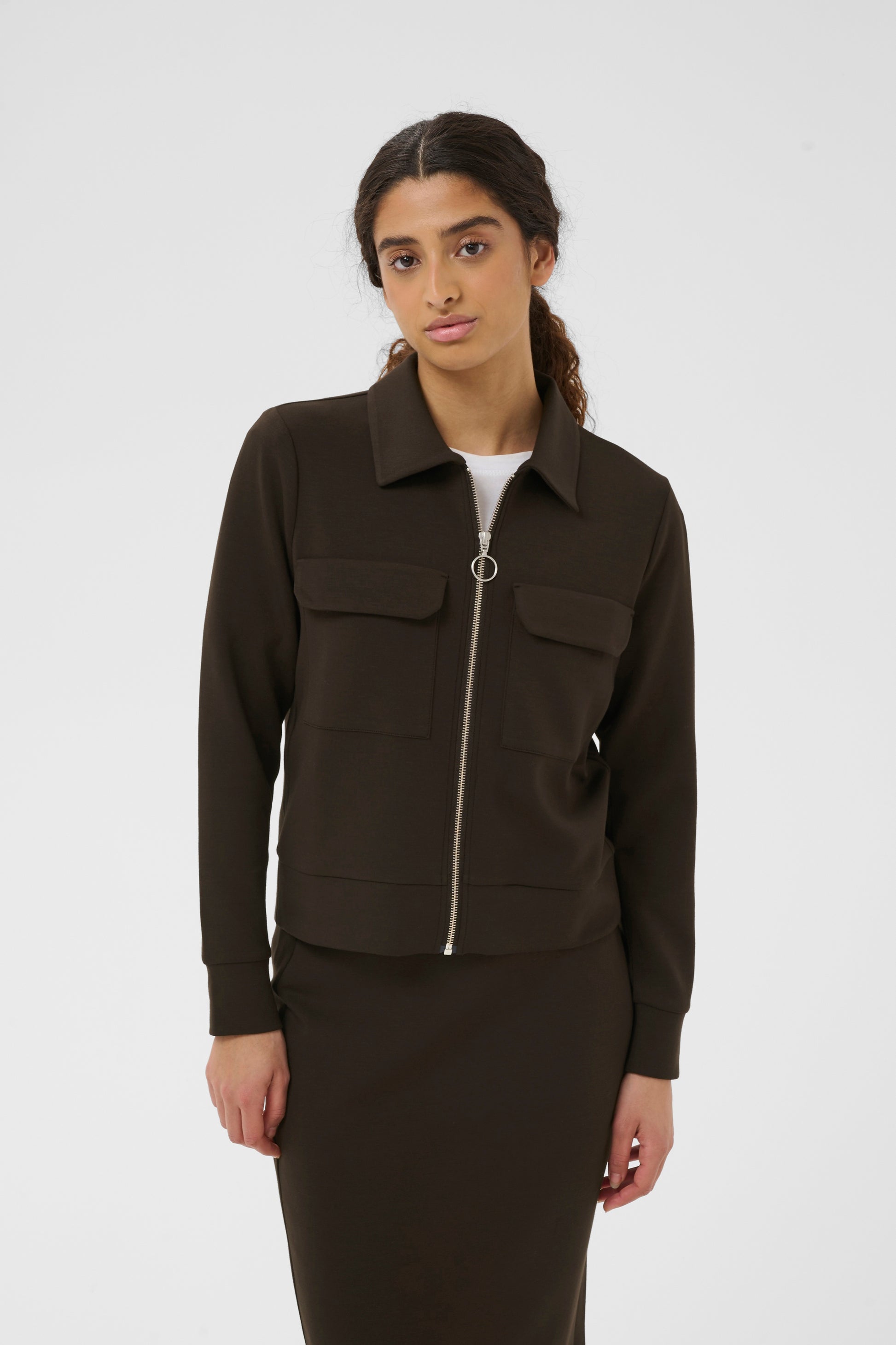 Inwear Becal Cardigan Sweat Jacket in Chocolate Brown