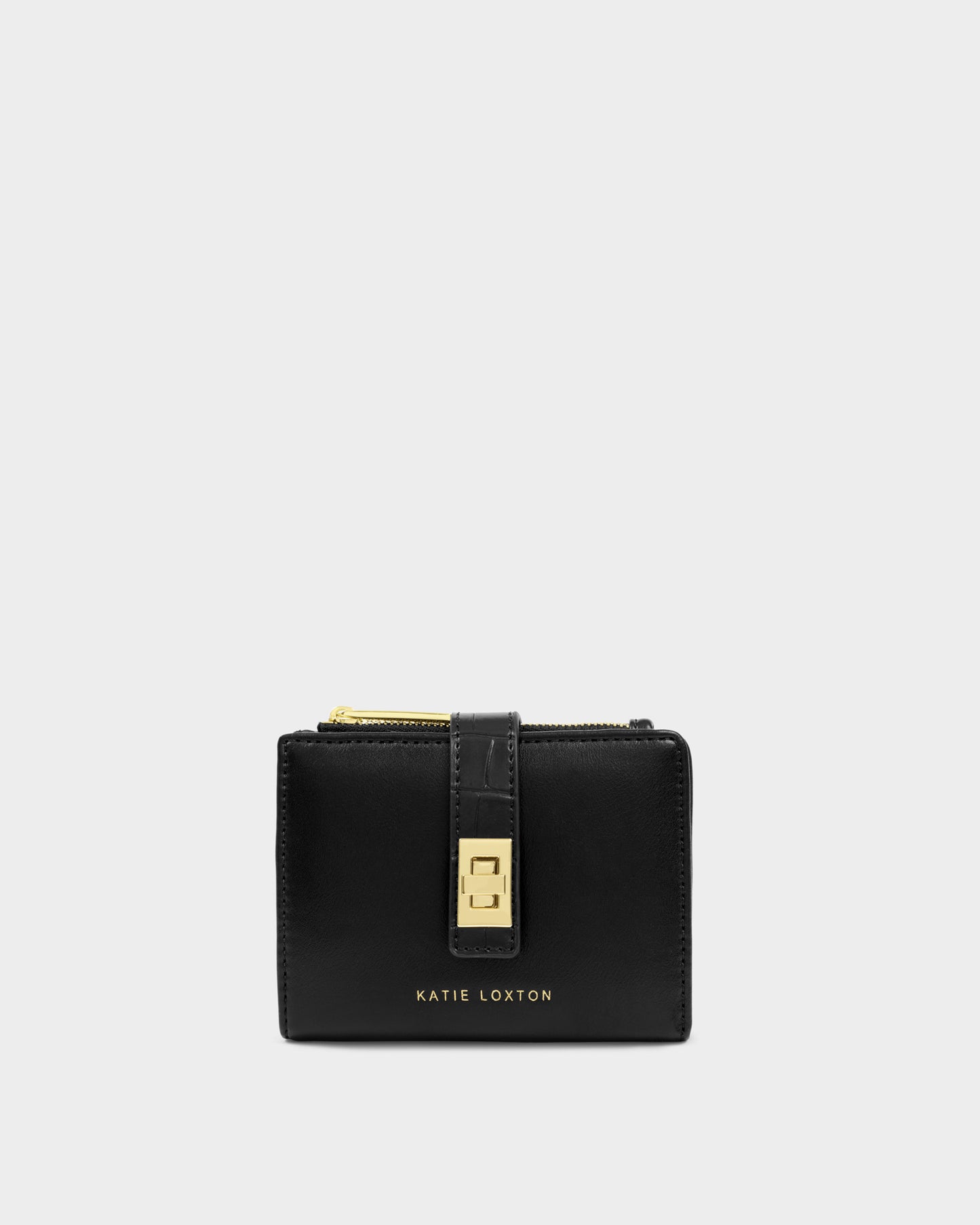 Katie Loxton Orin Twist Lock Purse available in Black Crocodile, Bitter Chocolate Suedette and Chocolate Leopard.
