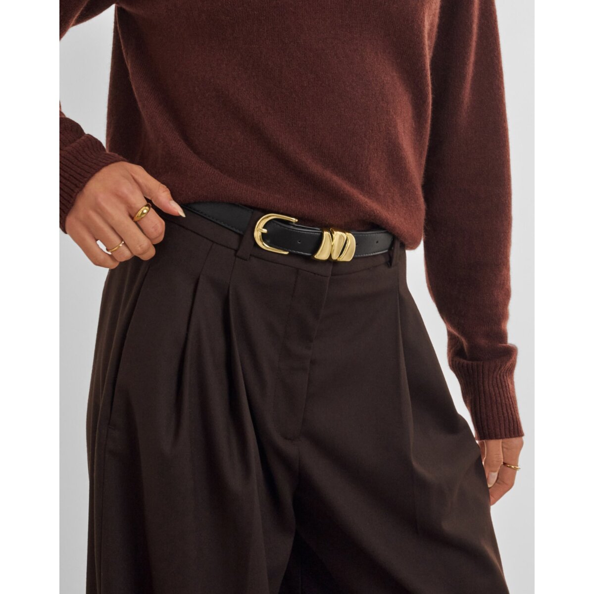 Katie Loxton Vegan Leather Belt with Organic Loops in Black