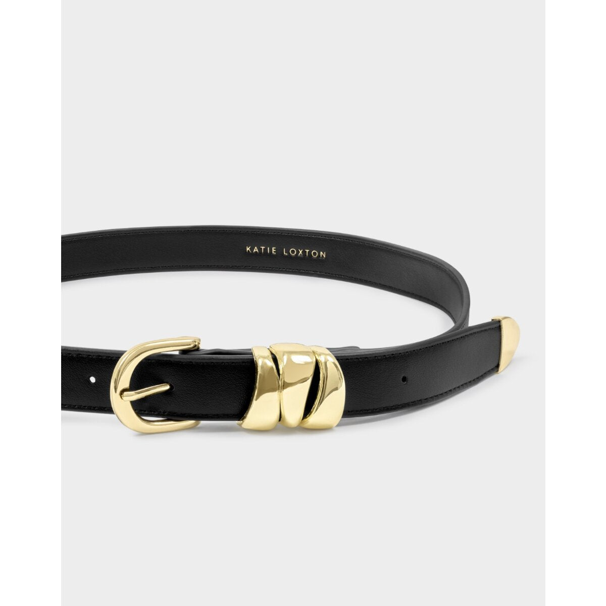 Katie Loxton Vegan Leather Belt with Organic Loops in Black