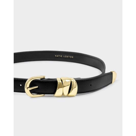 Katie Loxton Vegan Leather Belt with Organic Loops in Black