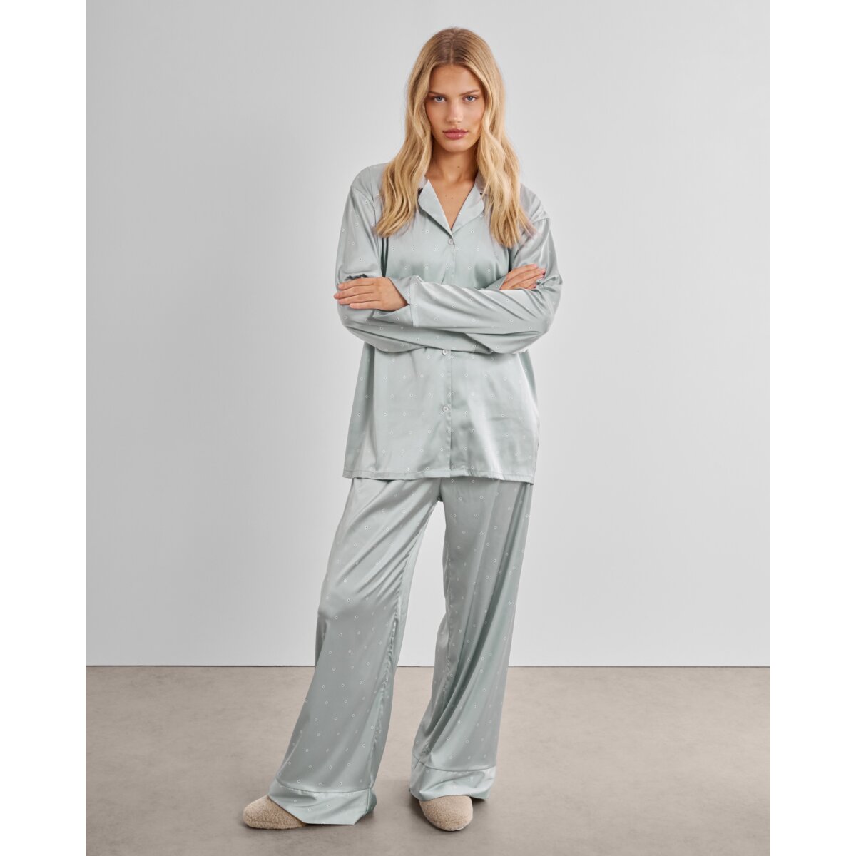 Katie Loxton Gift Boxed Blue & White Diamond Pyjamas with 'This Is My Happy Place' Embroidered Sleeve