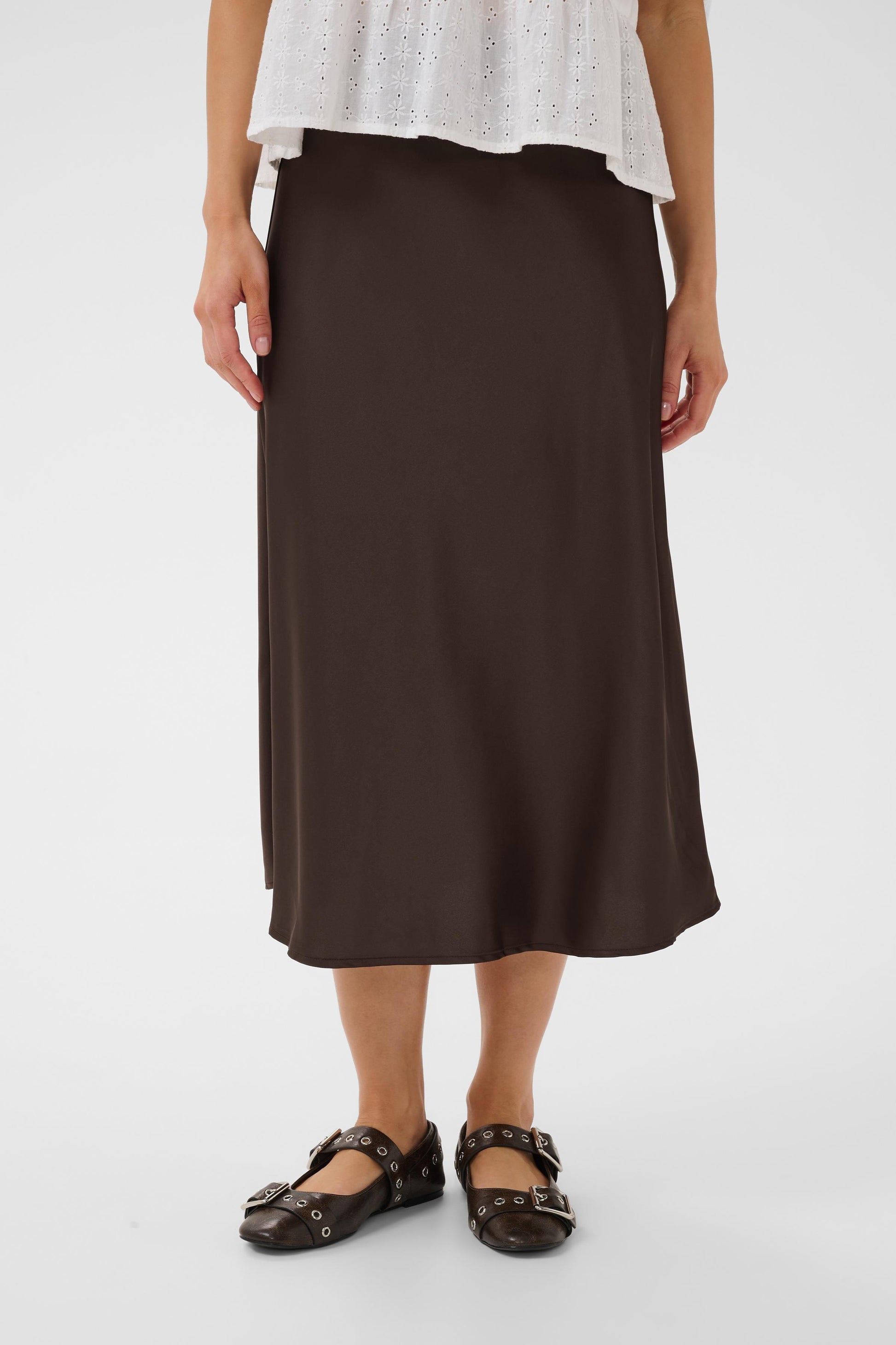 Saint tropez satin brown midi skirt