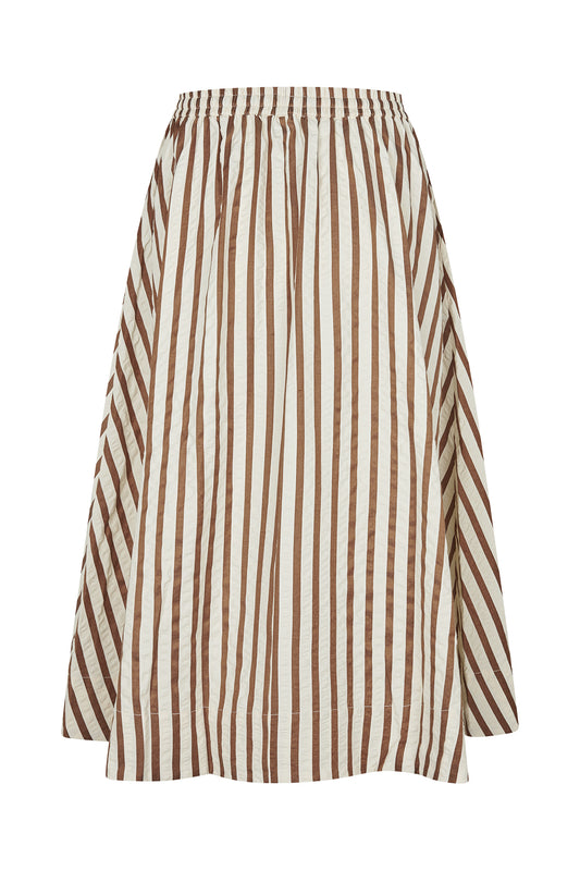 Lollys Laundry Bristol midi skirt in Dark Mokka with fluid drape