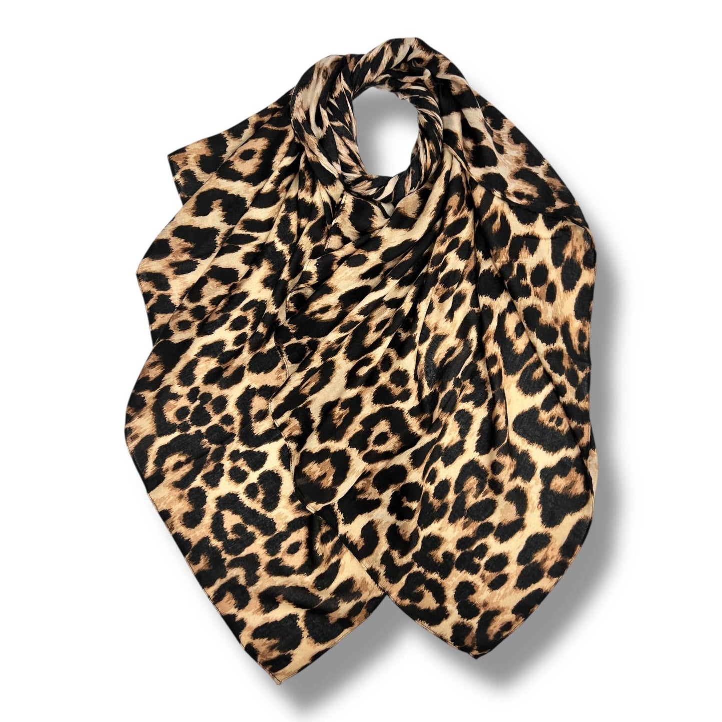 Leopard print scarf on a white background