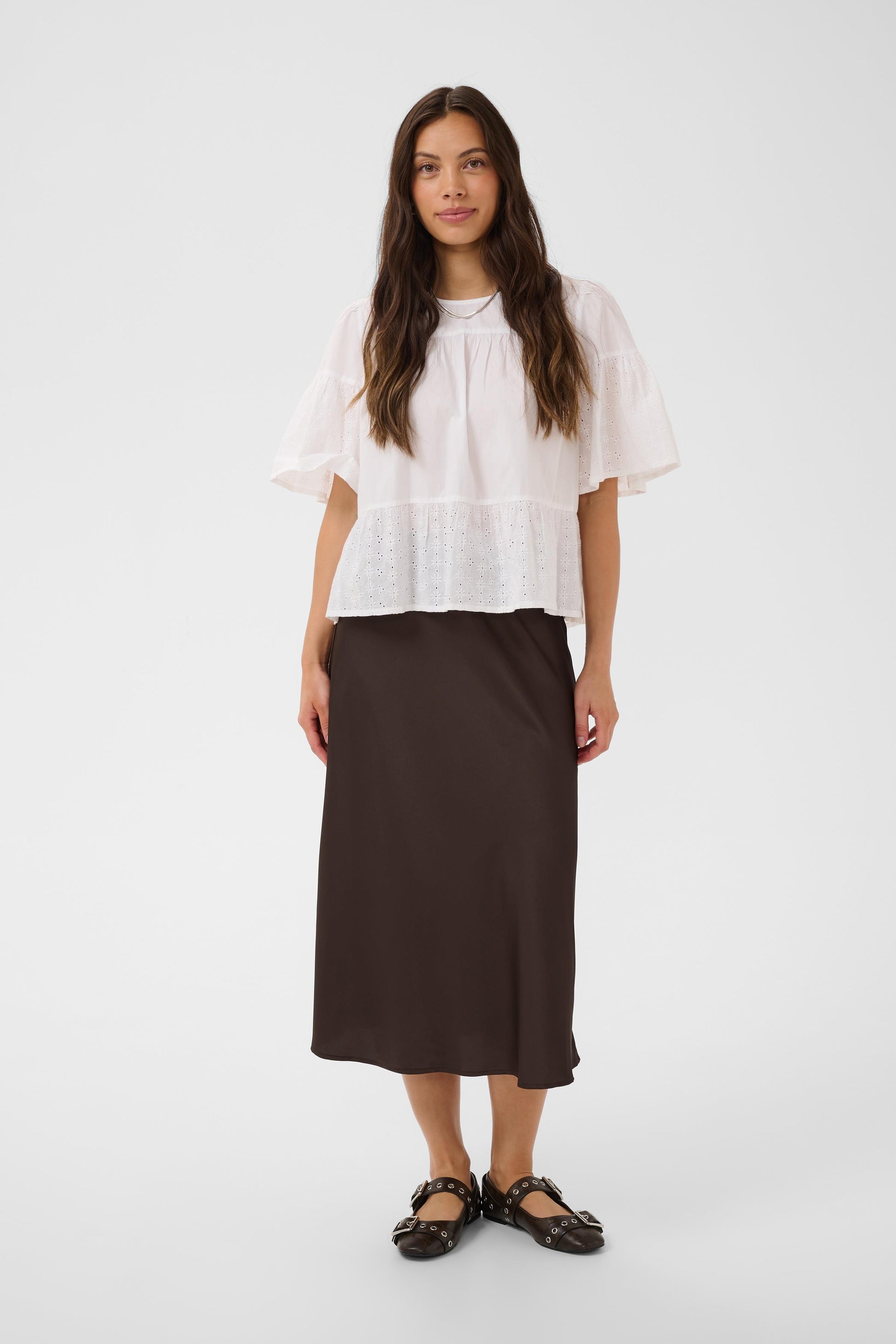 Saint tropez satin brown midi skirt