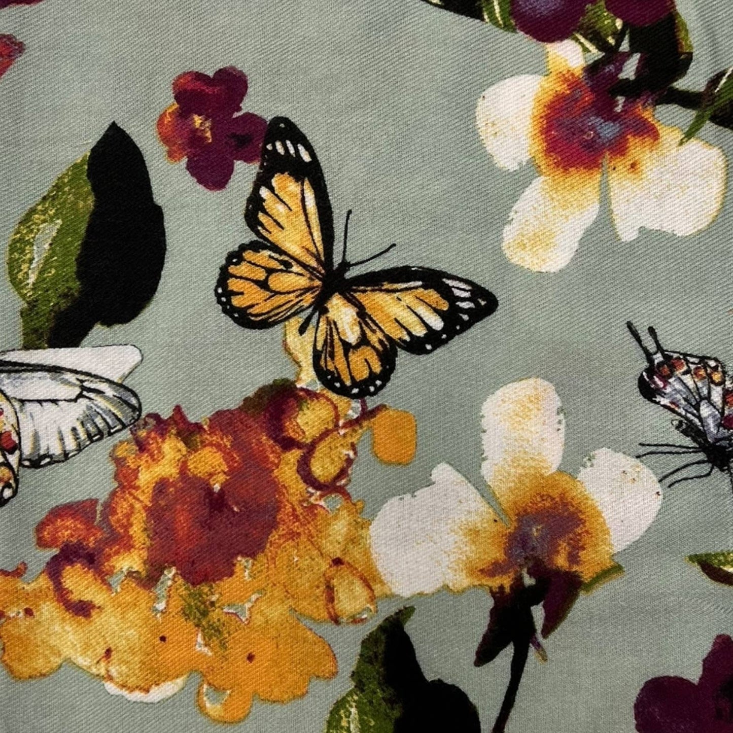 Butterfly and floral pattern scarf