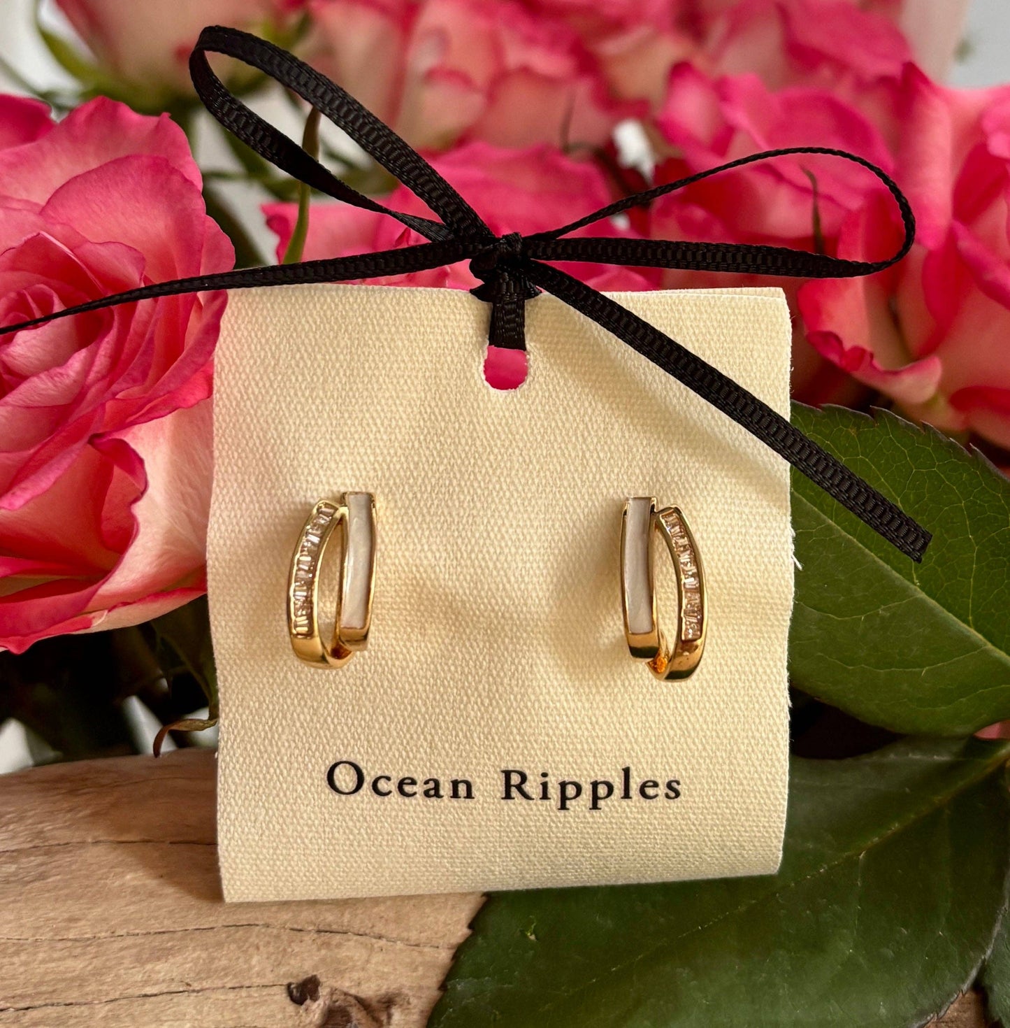 Ocean Ripples 14ct Gold Plated Cubic Zirconia Crossover Earrings