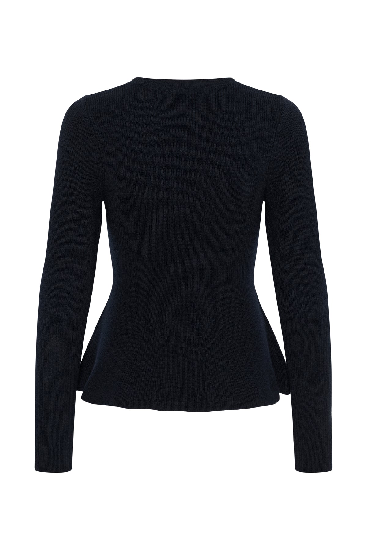 Part Two Carina Pullover in Dark Navy fitted knit jumper with flattering peplum hem