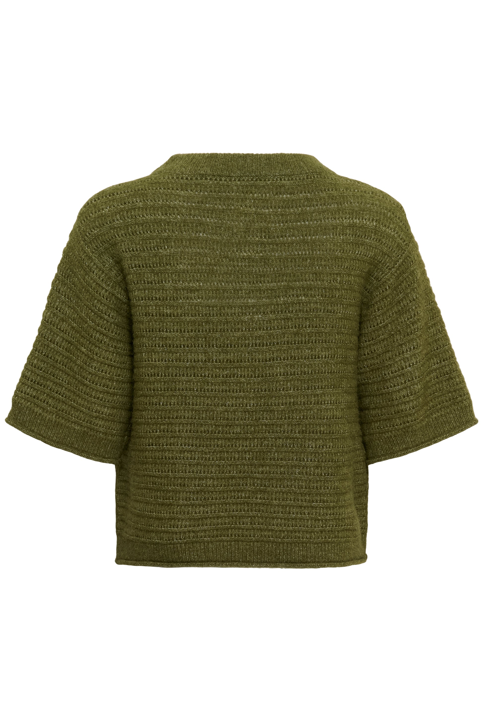 Part Two Cerys Pullover in Green Melange textured knit jumper with short sleeves