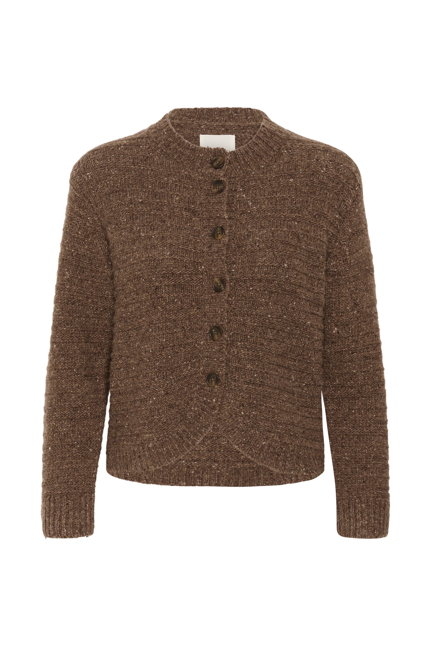 Part Two Ceylan Cardigan in Brown Nepse with button front and textured wool blend knit
