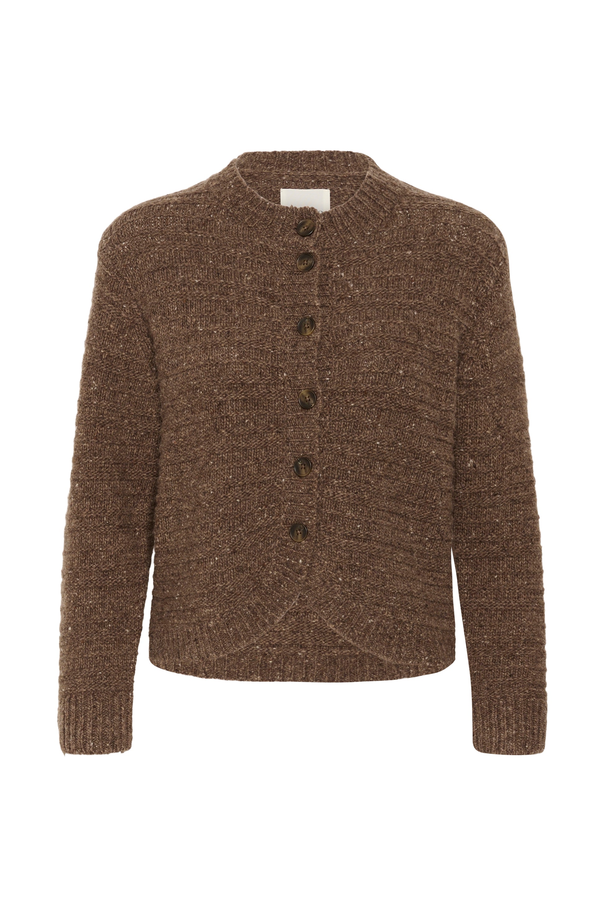Part Two Ceylan Cardigan in Brown Nepse with button front and textured wool blend knit