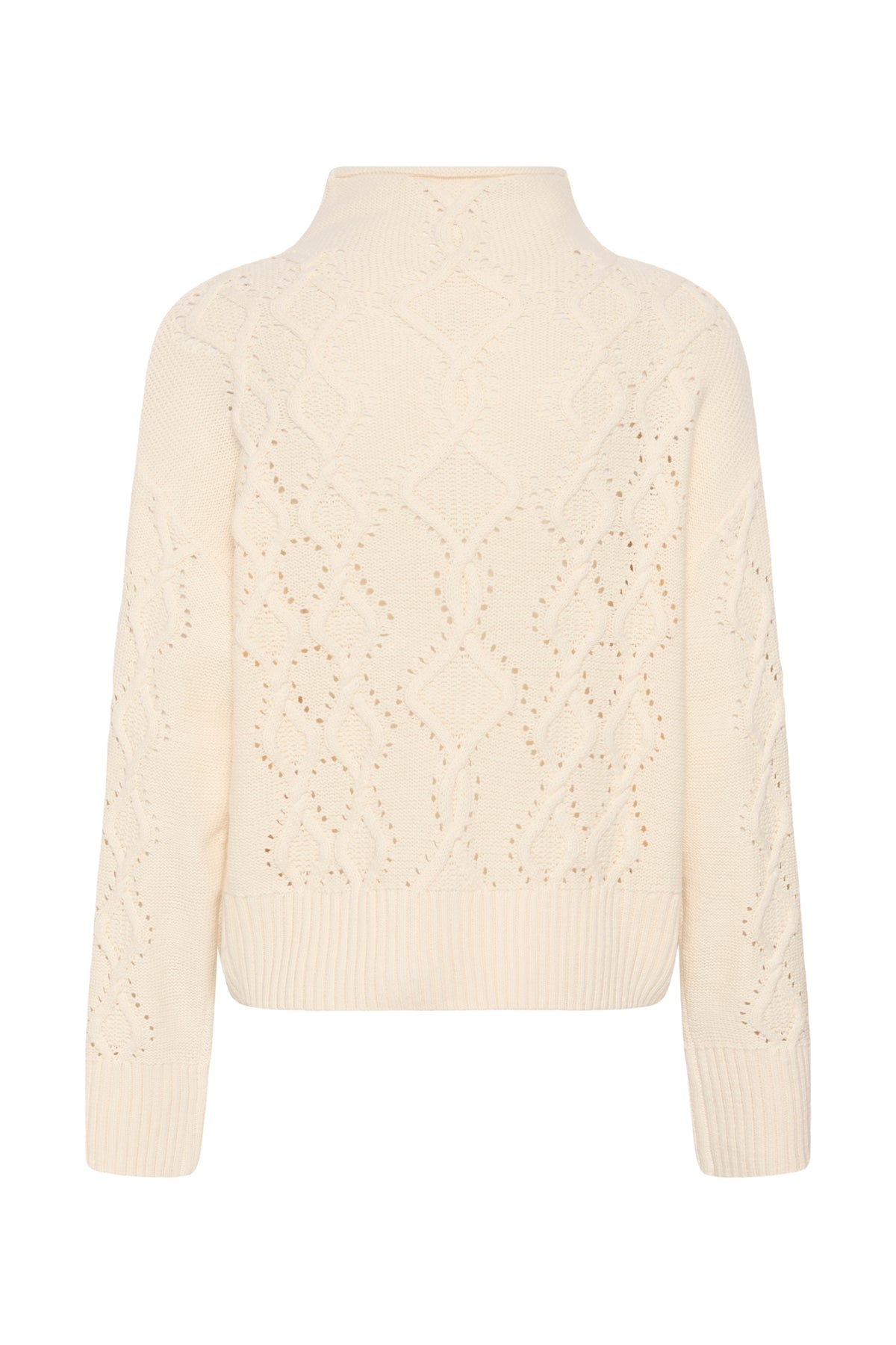 Part Two Charnell Pullover in Whitecap Grey with pointelle diamond knit and soft funnel neckline