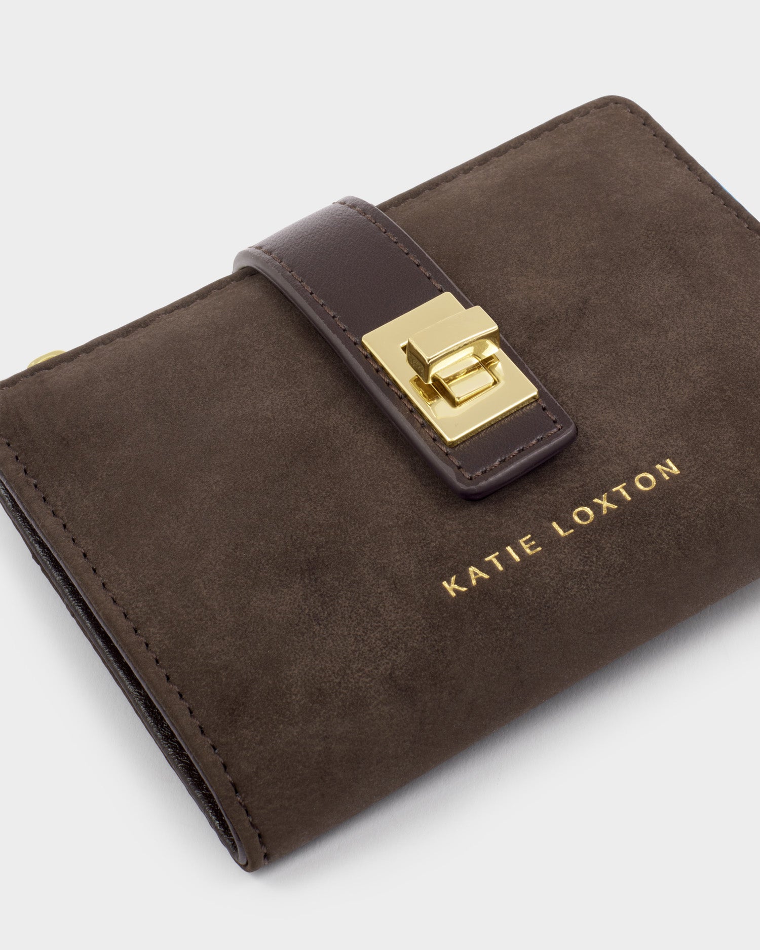 Katie Loxton Orin Twist Lock Purse available in Black Crocodile, Bitter Chocolate Suedette and Chocolate Leopard.