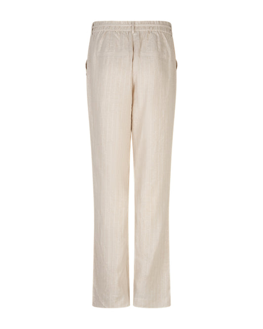 Red Button Claudette linen trousers in Beige Pinstripe with straight leg and 31 inch length