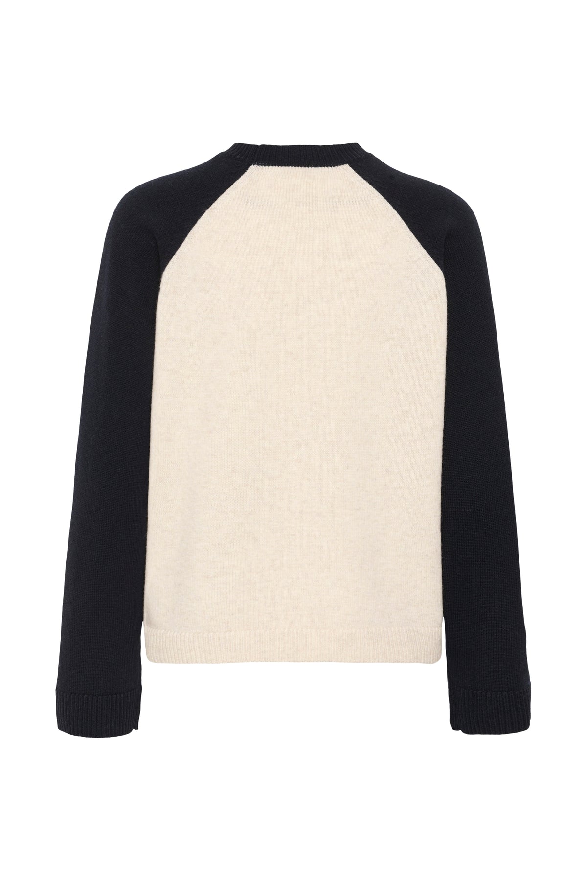 Part Two Cleo Pullover in Oatmeal and Navy colour block wool blend knit with raglan sleeves