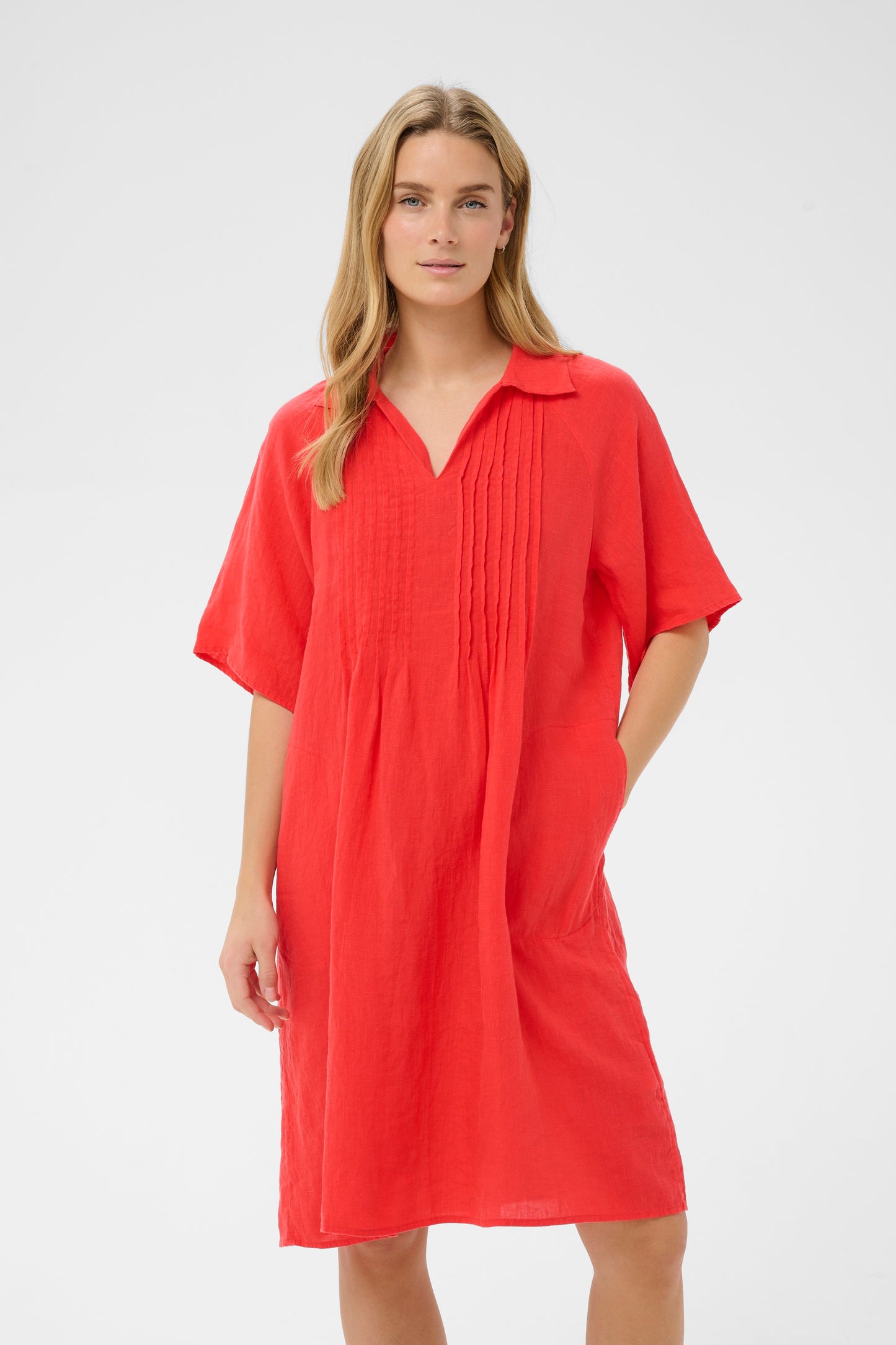 Part Two Ayla Linen Dress in Poppy Red