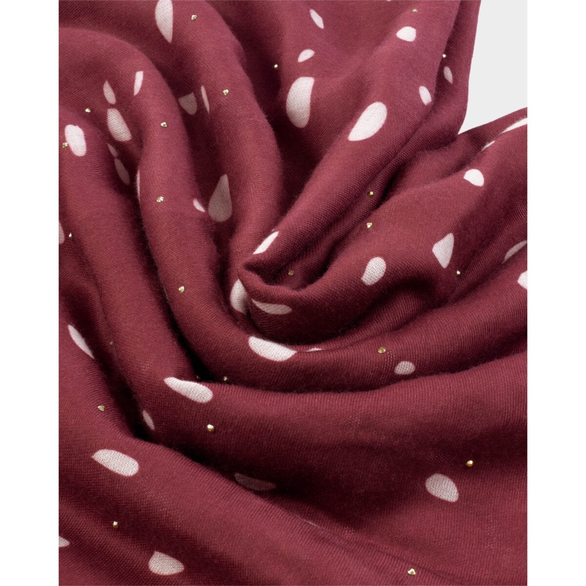 Katie Loxton Printed Studded Scarf in Burgundy and White