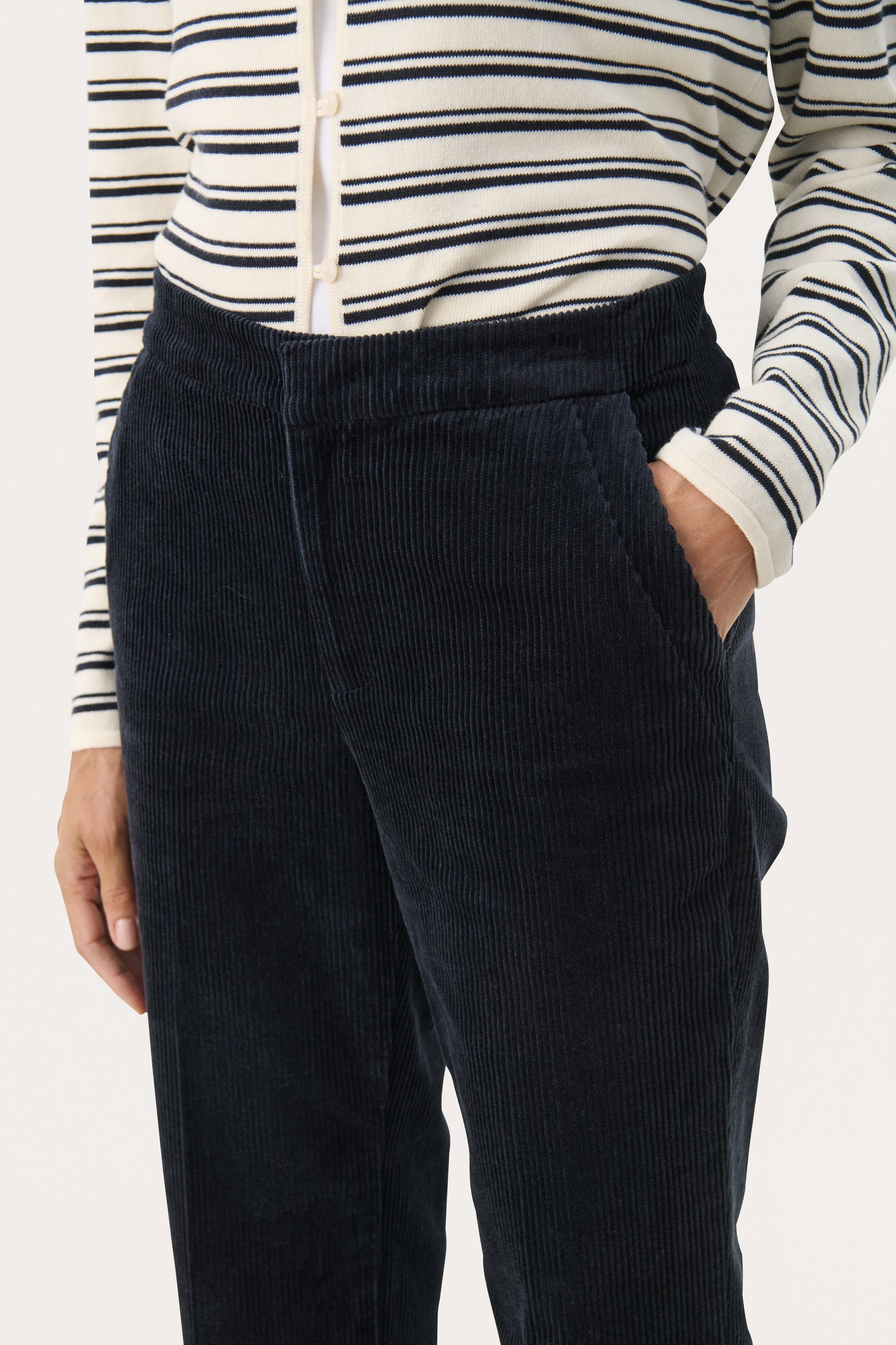 Part Two Mishas Corduroy  Trouser - Dark Navy 