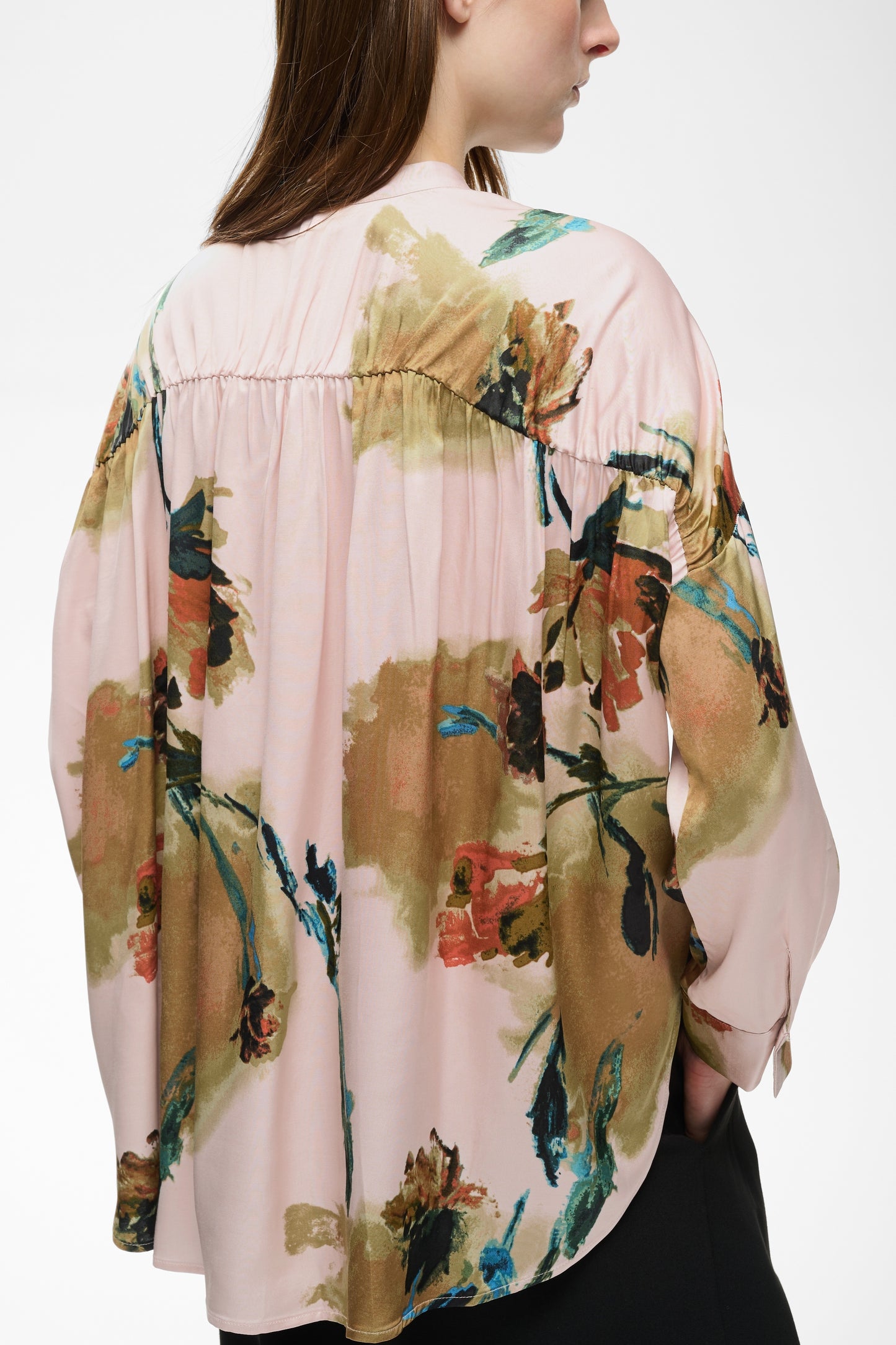 InWear Meadow  Multi Print Pink Blouse with bold flowers and design in beige