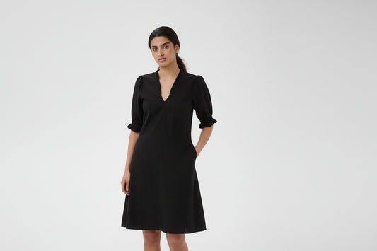 InWear Edity Rigitta black linen blend dress V neck summer dress