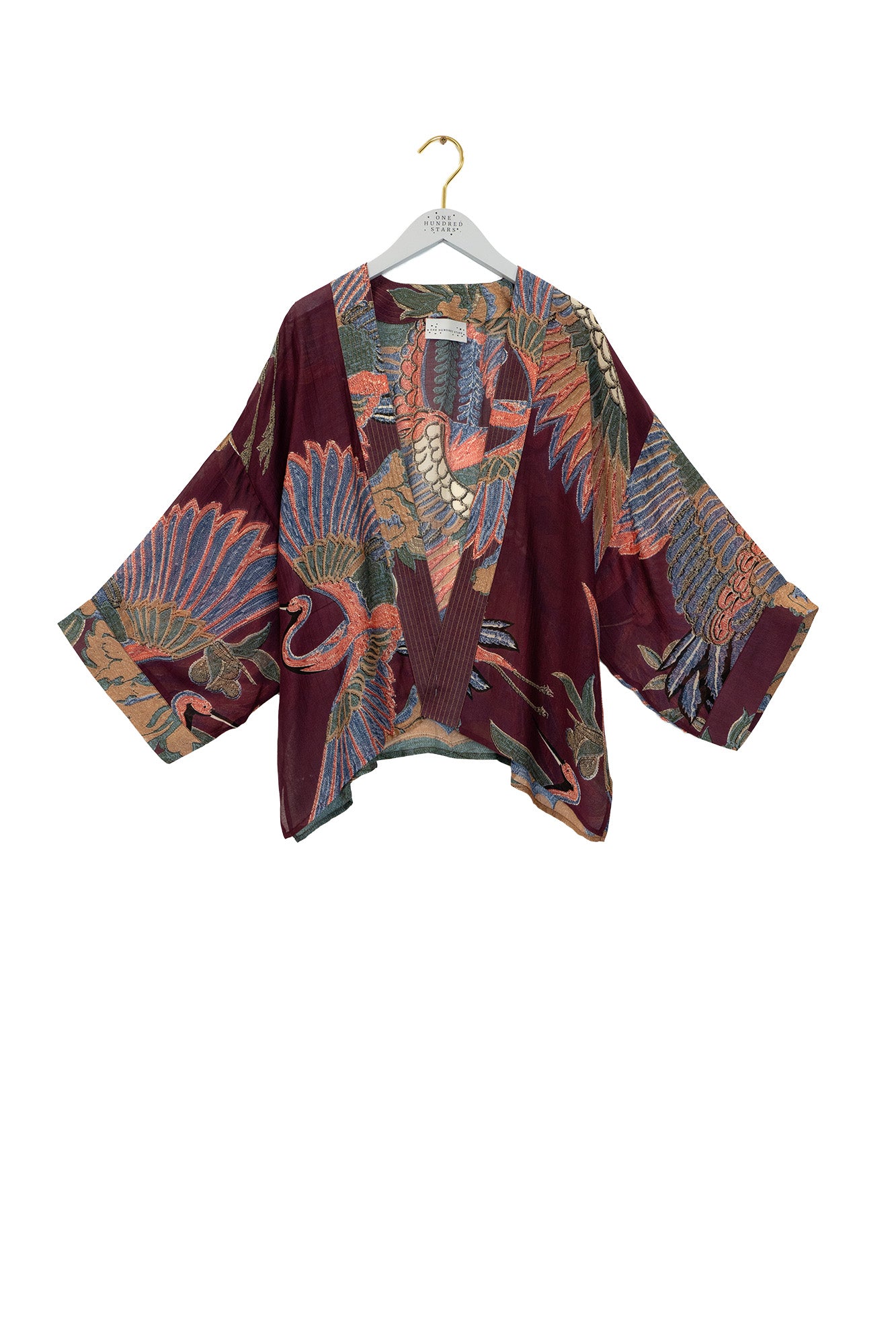 One Hundred Stars Crane Plum Kimono
