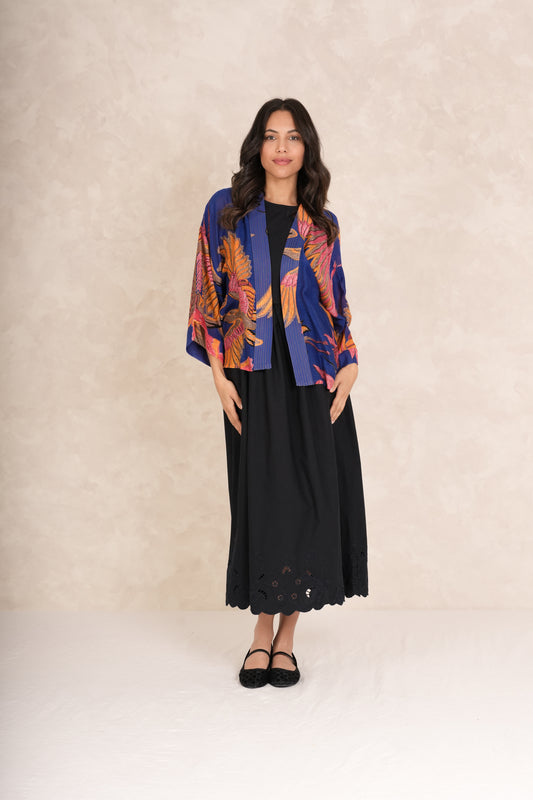 One Hundred Stars Crane Kimono - Cobalt