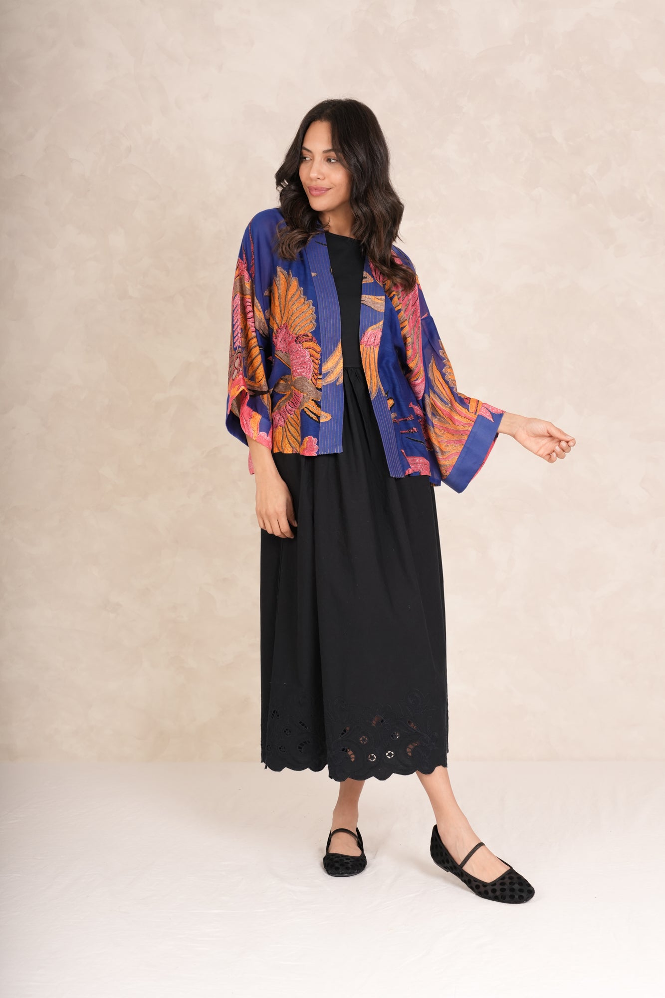 One Hundred Stars Crane Kimono - Cobalt