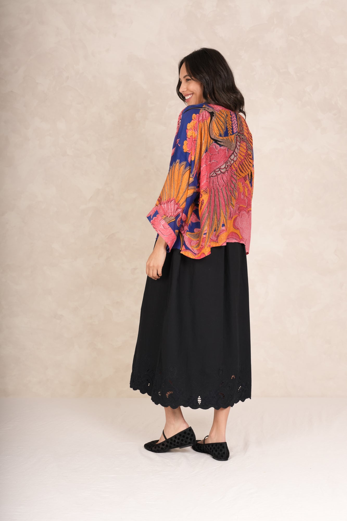 One Hundred Stars Crane Kimono - Cobalt