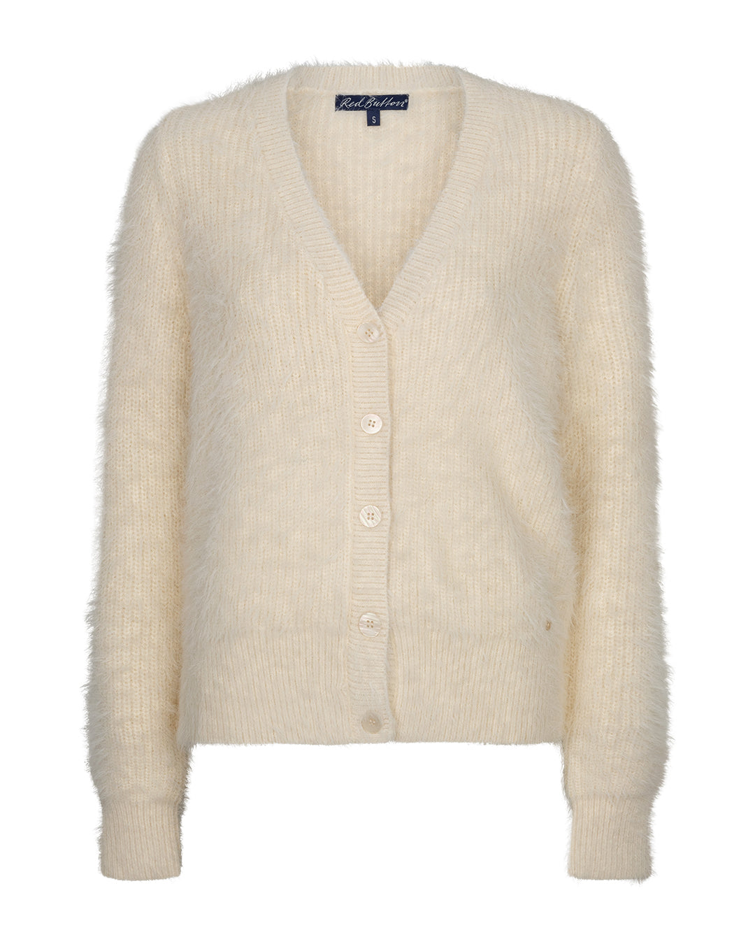 Red Button Fuzzy Cardigan available in Burgundy and Cream