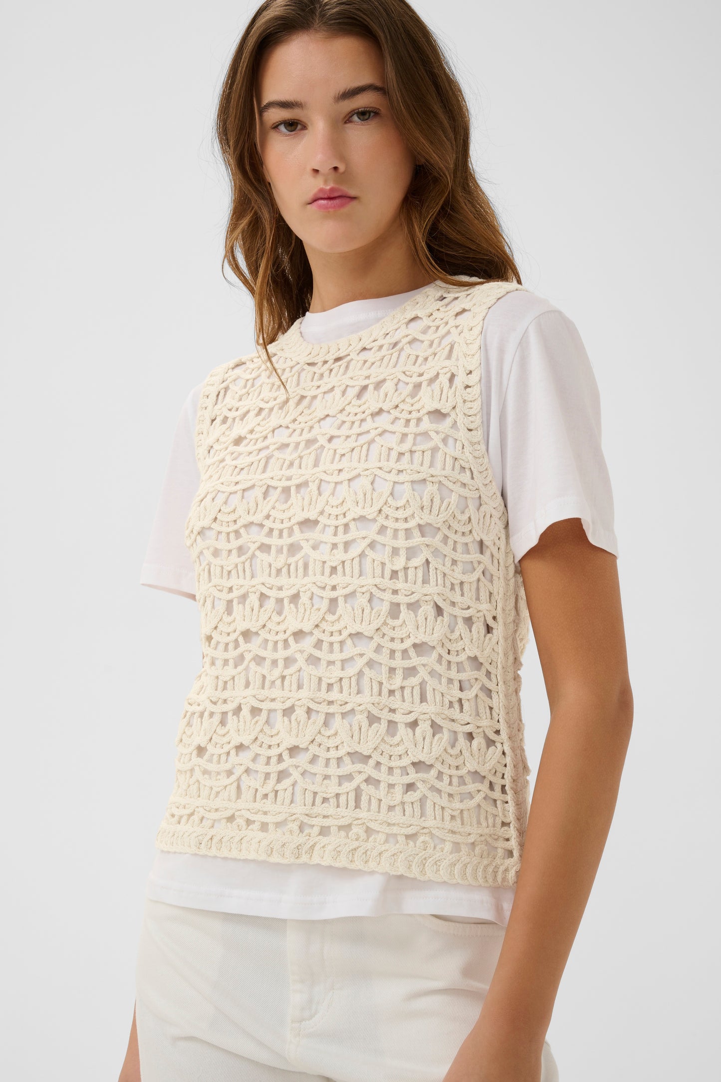 Nete Ecru crochet sleeveless top by InWear 
