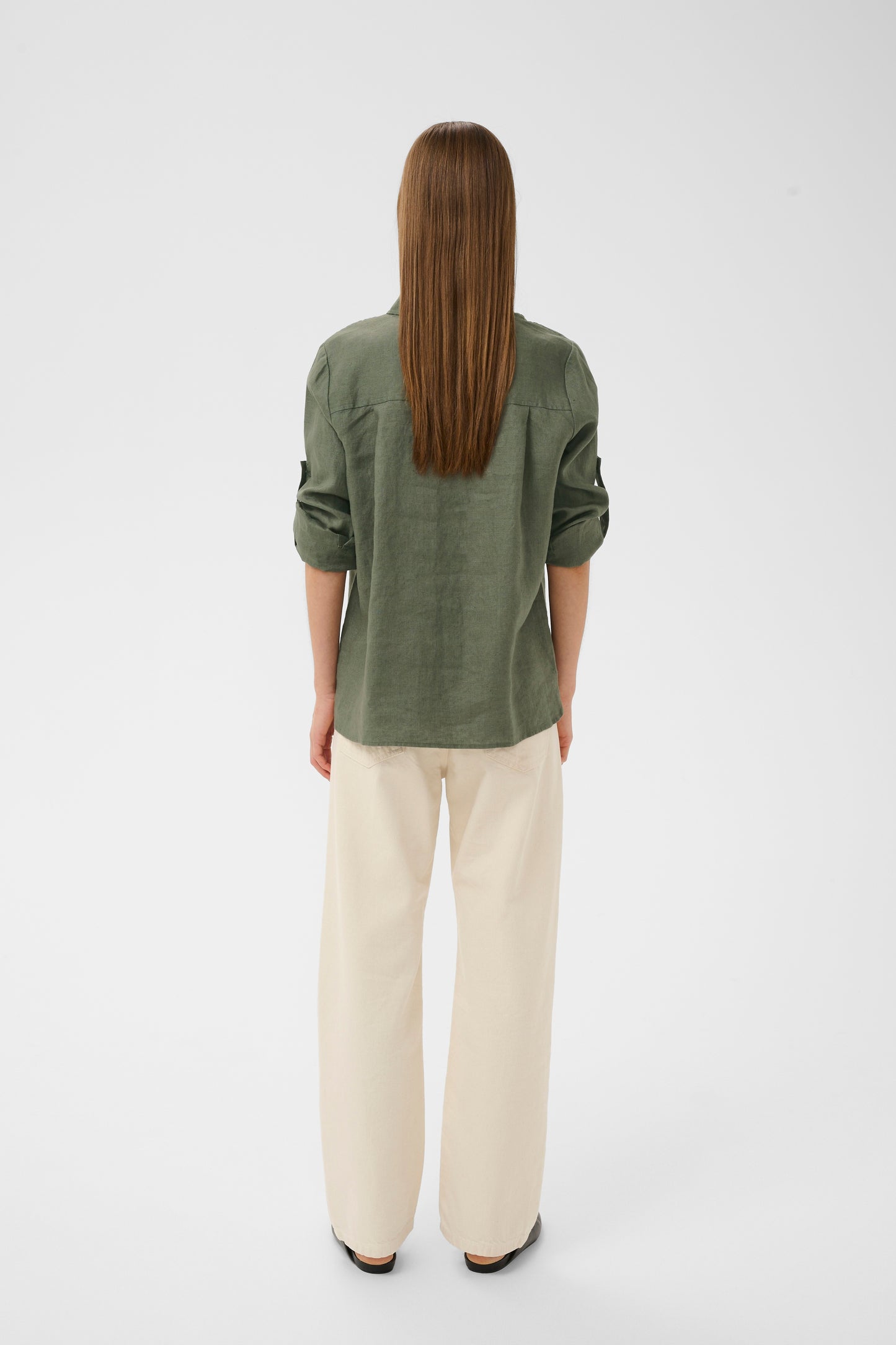 InWear Green Linen Dilana shirt with button details 