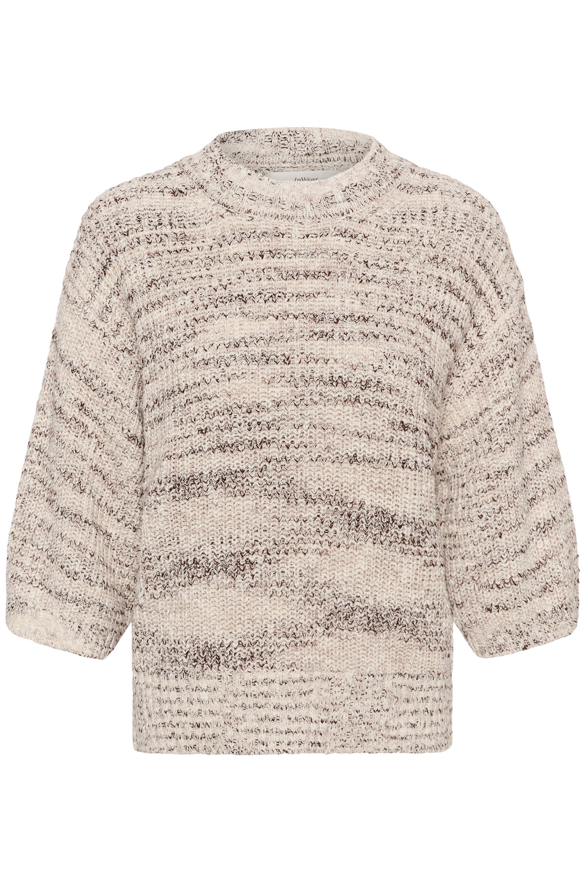 InWear Duai Pullover in Nature Mix with 3/4 sleeves and round neckline