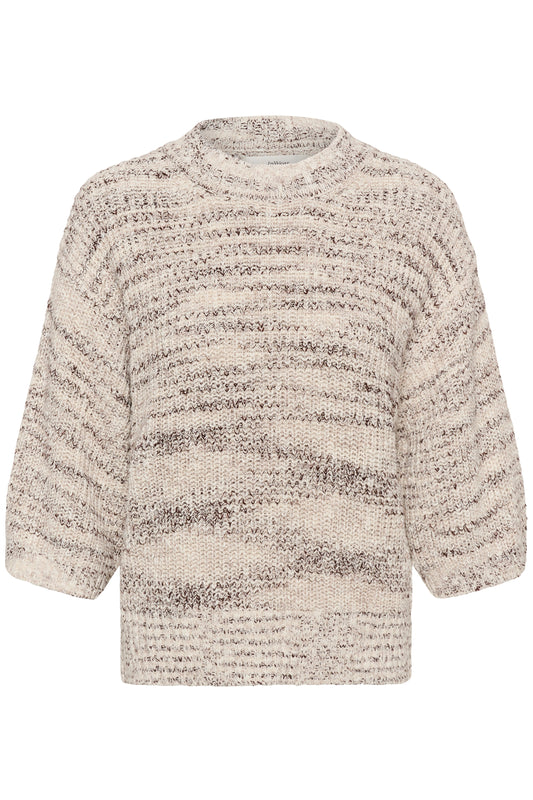 InWear Duai Pullover in Nature Mix with 3/4 sleeves and round neckline