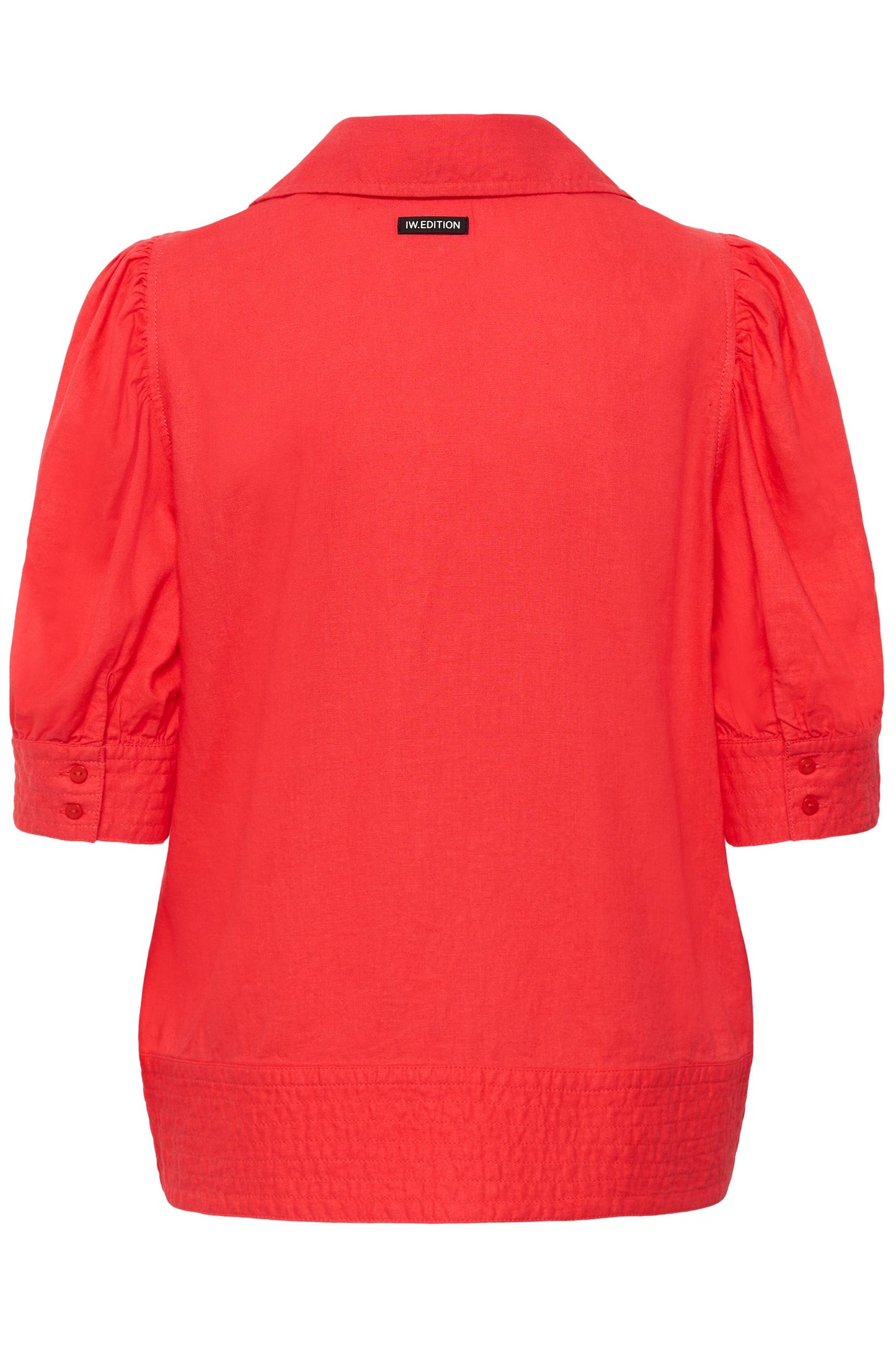 Inwear Poppy Red blouse with puff sleeves on a white background