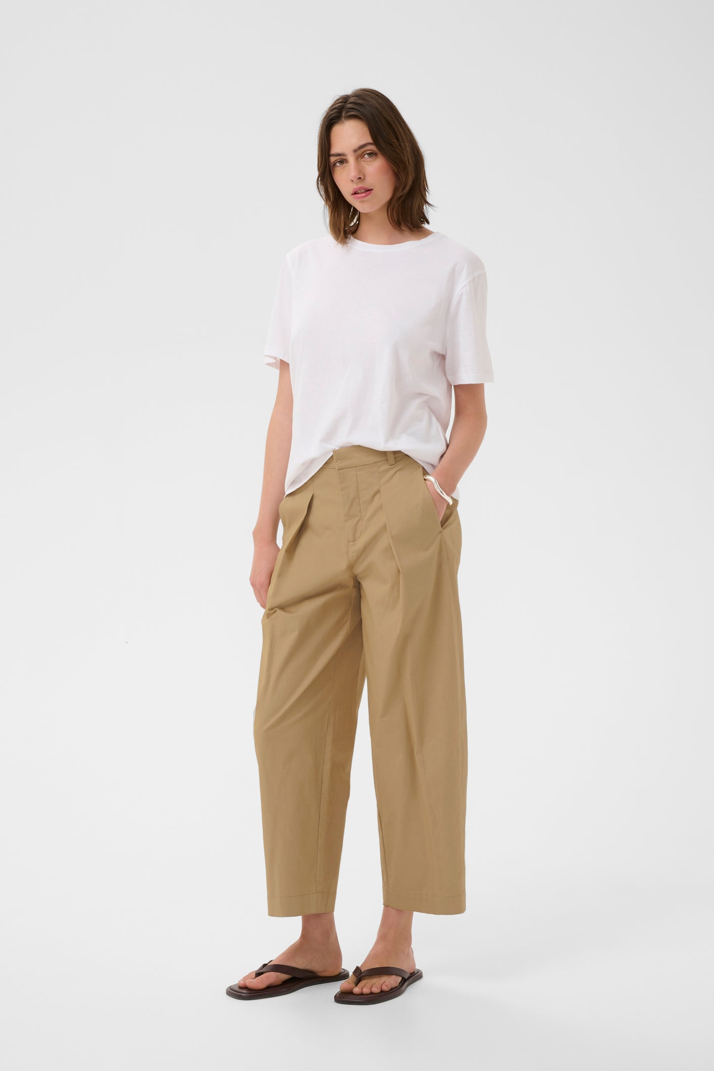 InWear Elvia Beige trousers on a model